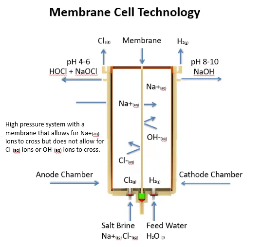 Diaphragm Electrolytic cell for Hypochlorous acid